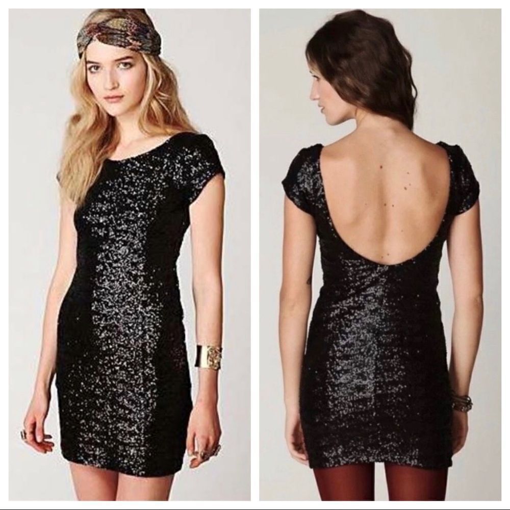 Backstage Fever Black Sequin Mini Dress Size XXS